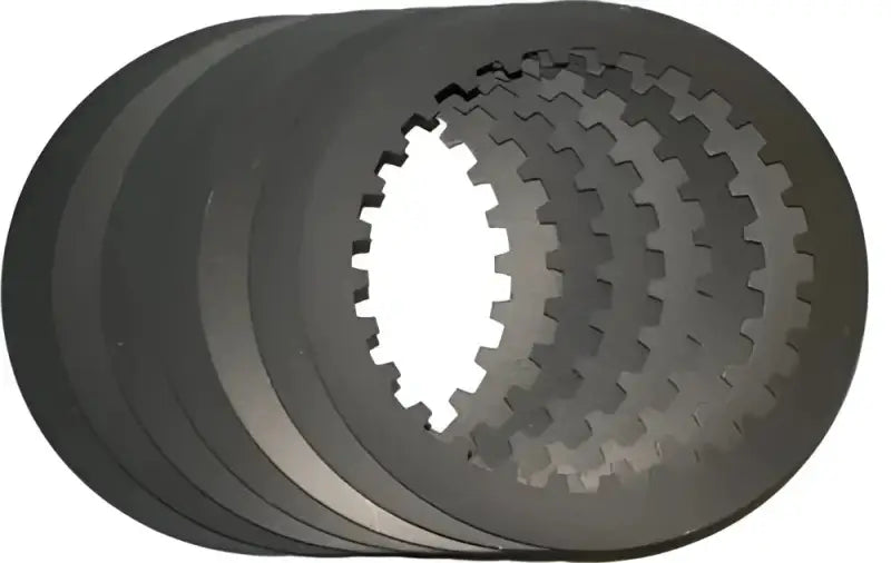 Stack of dark gray sp129-8-001 Hinson steel clutch plates for SP129-8-001 kit