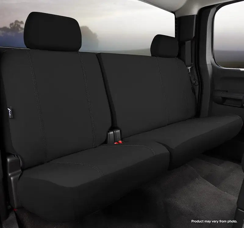 Black FIA rear bench seat covers with headrests and seatbelt openings for SP82-94 Black FIA