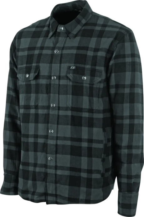 Plaid button-down shirt on Speed and Strength Black 9 2.0 Moto Shirt Grey Large
