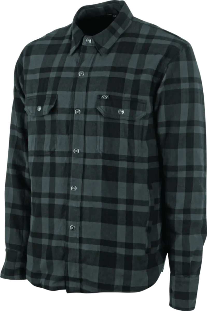 Gray and black plaid moto shirt for strength black and grey style - Small size