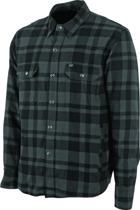 Gray and black plaid moto shirt for strength black and grey style - Small size