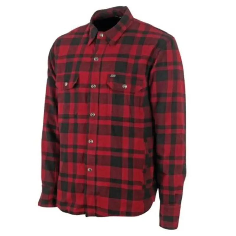 Red and black plaid flannel moto shirt from Speed and Strength Black 9 2.0 Moto Shirt Red XL