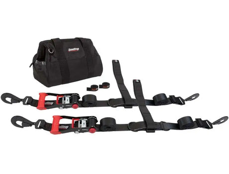 SpeedStrap Heavy Duty Tire Bonnet Kit with motorcycle tie-down straps and bag