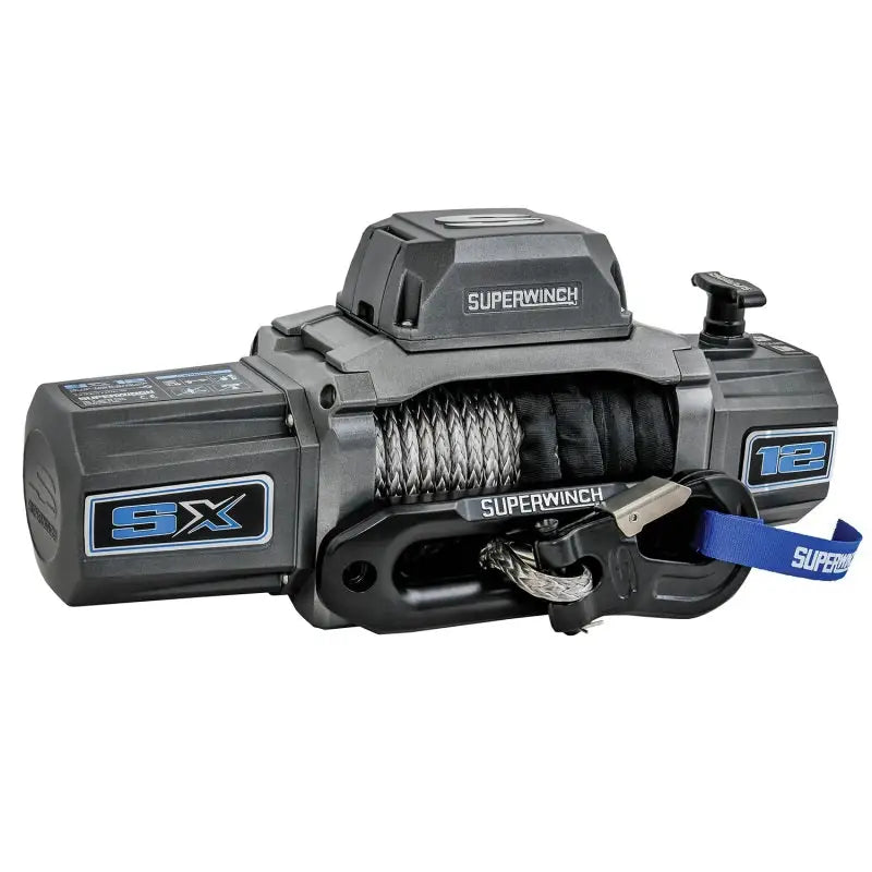 Superwinch 12000 LBS 12V DC 3/8in x 80ft Synthetic Rope SX 12000SR Winch - Graphite - 1712201