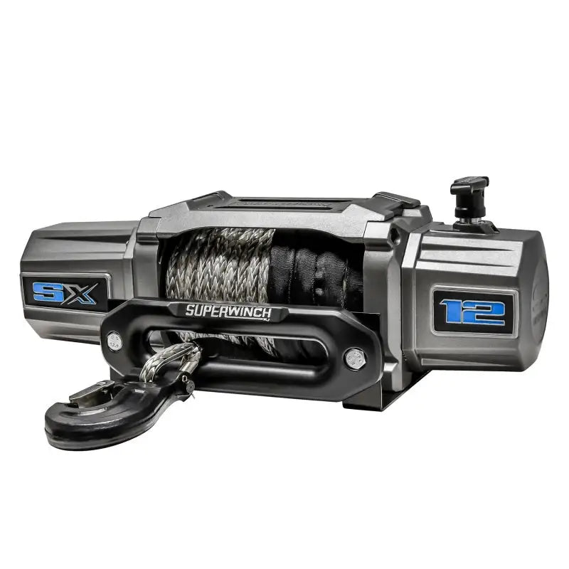 Superwinch 12000 LBS 12V DC 3/8in x 80ft Synthetic Rope SX 12000SR Winch - Graphite - 1712201