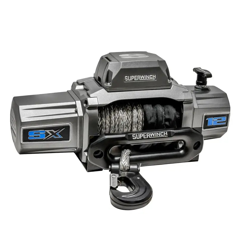 Superwinch 12000 LBS 12V DC 3/8in x 80ft Synthetic Rope SX 12000SR Winch - Graphite - 1712201