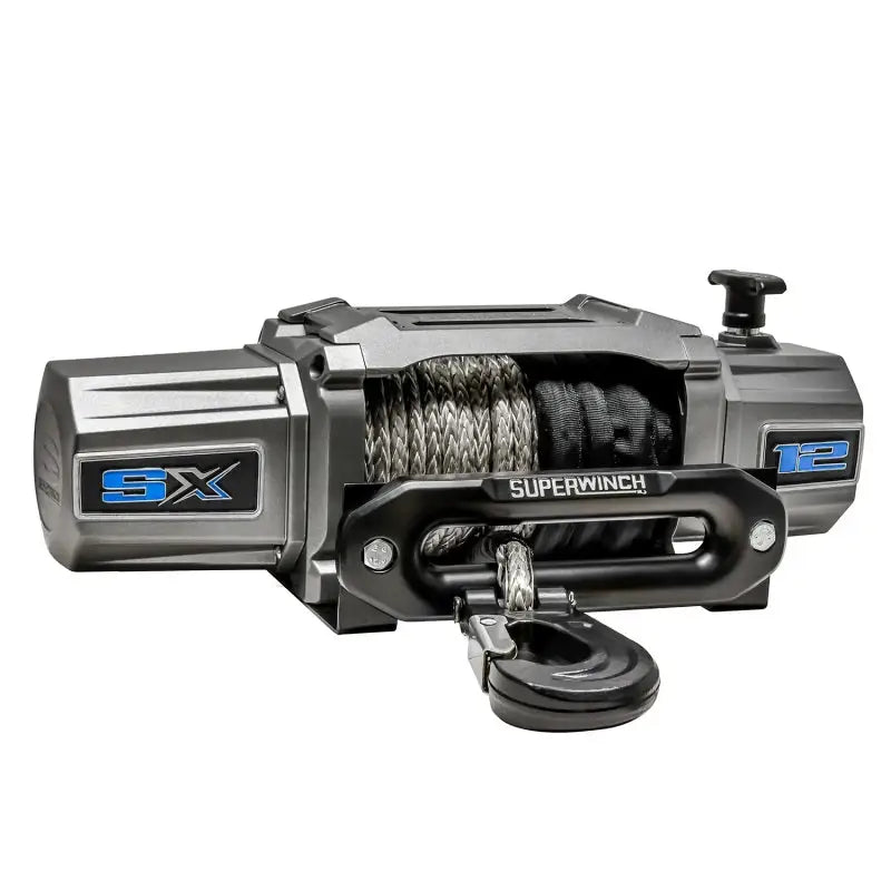 Superwinch 12000 LBS 12V DC 3/8in x 80ft Synthetic Rope SX 12000SR Winch - Graphite - 1712201