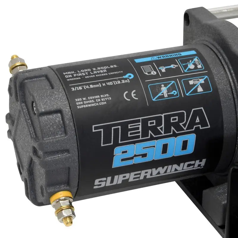 Superwinch 2500 LBS 12V DC 3/16in x 40ft Steel Rope Terra 2500 Winch - Gray Wrinkle - 1125260