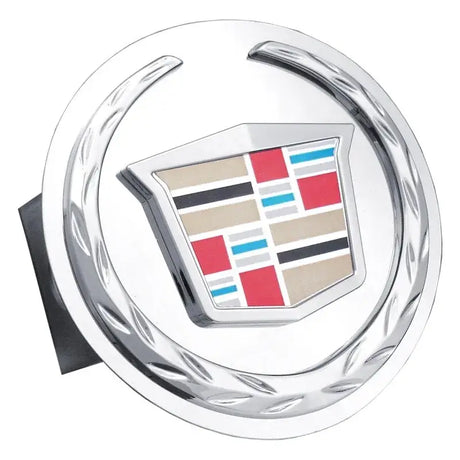 Chrome Cadillac emblem on auto gold hitch cover for Chr Trl Hitch accessories