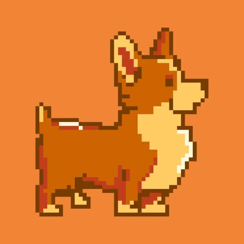 Pixelated corgi dog on T.HON.R.C Auto Gold Chr Trailer Hitch Plug for trailer hitch use