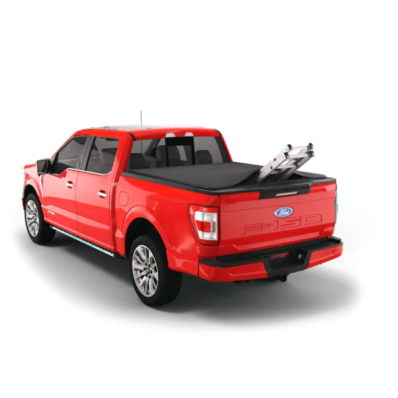 Red Ford F-150 pickup truck on tf1146-02 sawtooth tonneau cover model TF1146-02 Sawtooth