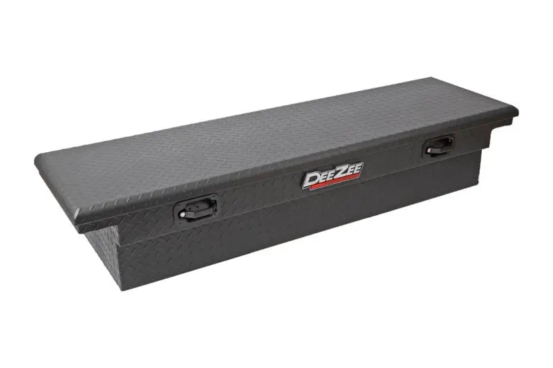 Tool Box Crossover Low Profile; Single Lid; Diamond Tread; Black Textured Powder Coated Aluminum; 69-3/4 Inch Length x
