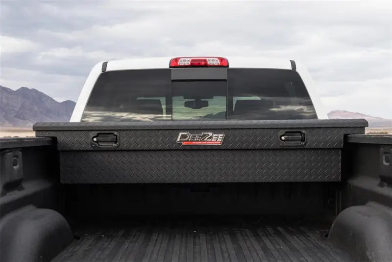 Tool Box Crossover Low Profile; Single Lid; Diamond Tread; Black Textured Powder Coated Aluminum; 69-3/4 Inch Length x