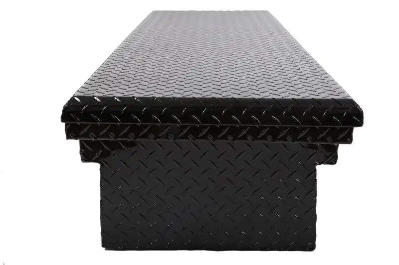 Tool Box Crossover Low Profile; Single Lid; Diamond Tread; Black Gloss Powder Coated Aluminum; 69-3/4 Inch Length x 20