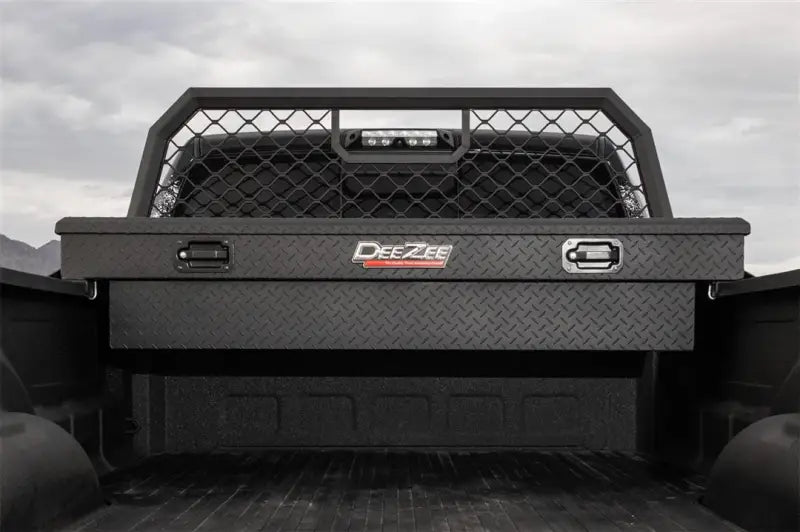 Tool Box Crossover Standard; Single Lid; Diamond Tread; Black Textured Powder Coated Aluminum; 69-3/4 Inch Length x 20