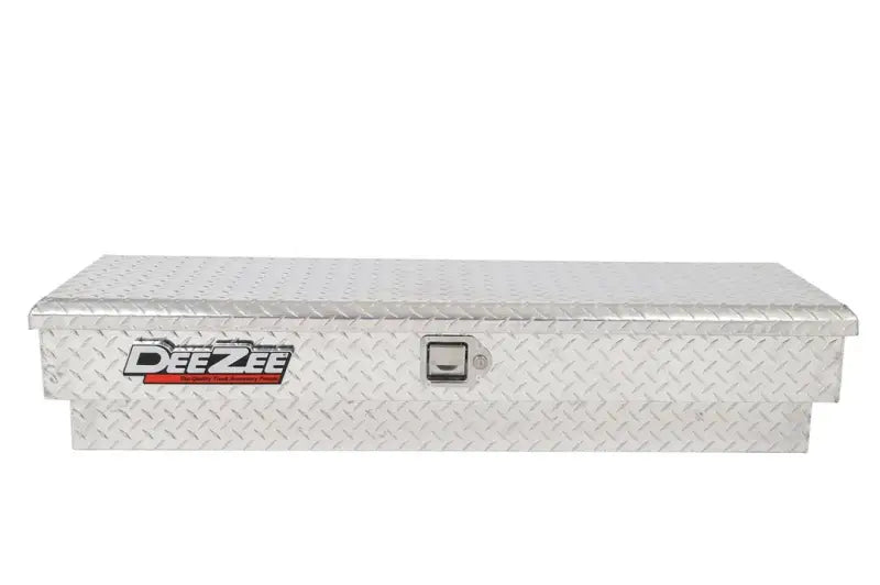 Tool Box Side Mount; Single Lid; Diamond Tread; Silver; Aluminum; 48 Inch Length x 12.75 Width 10 Height; 3 Cubic Foot