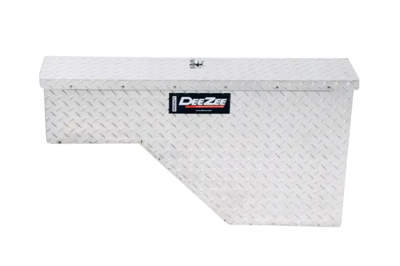 Tool Box Wheel Well; Single Lid; Diamond Tread; Silver; Aluminum; 37 Inch Top Length/ 14 Bottom Length x 7.75 Width