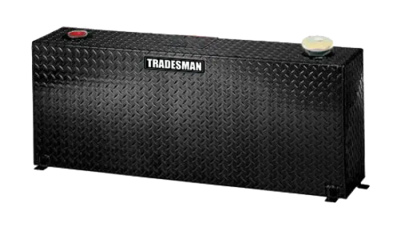 Black diamond-plate fuel tank from Tradesman Aluminum for reliable liquid storage