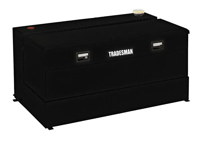 Black metal storage chest in Tradesman Aluminum L-Shape Liquid Storage Tank Combo
