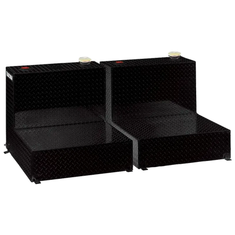 Black diamond-plate truck bed toolboxes for tradesman aluminum twin liquid storage tank