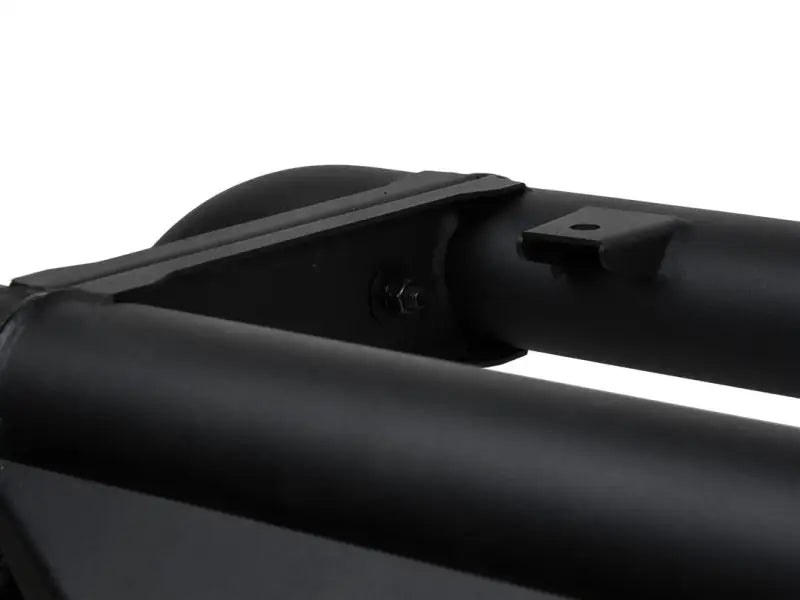 Black metal truck bed bar with 3 inch tubular frame and third brake light mount