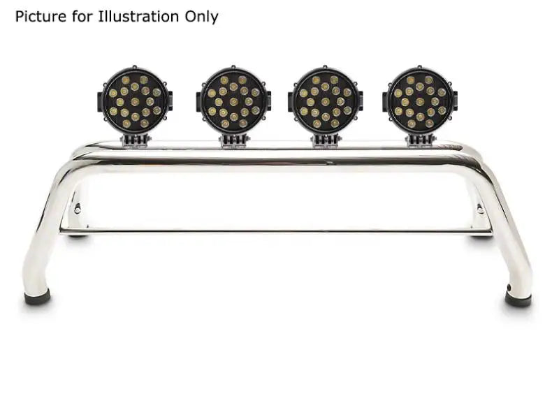 Truck Bed Bar 4 Inch Diameter Tube Style; With 1 Set of 7 Inch Round Black Trim LED Lights; With Built-In Third Brake Light; Polished; Stainless Steel; Compatible With Tonneau Cover - Keystone