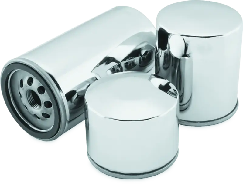 Shiny chrome oil filter for Twin Power Twin Cam Harley with backflow valve