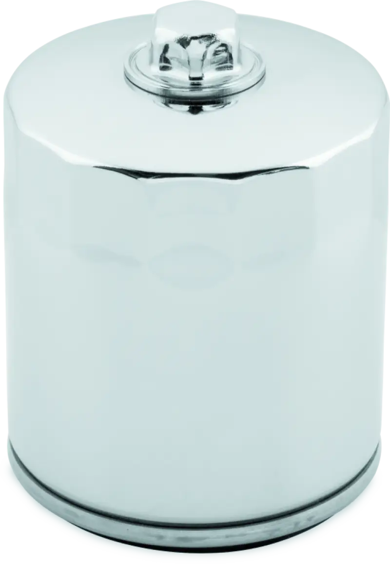 Chrome oil filter with backflow valve for Twin Cam and M8 Harley Davidson bikes