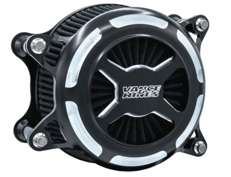 Black and silver motorcycle air filter for Vance & Hines HD Touring Softail M8 VO2 X Black