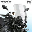 Motorcycle with VStream+ Windscreen Mid Light Tint Yam and clear windscreen logo