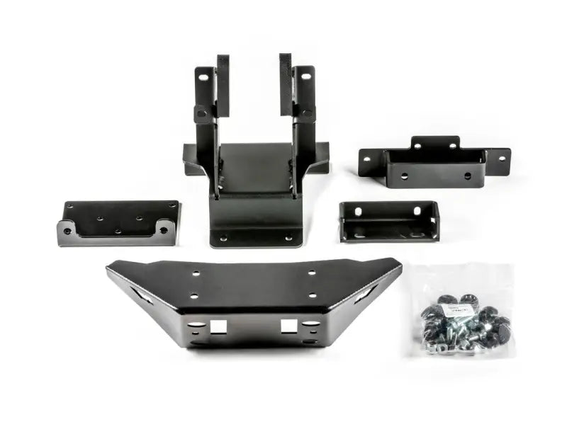 Black metal winch mount kit with fasteners for WARN Industries UTV Bumper 106822