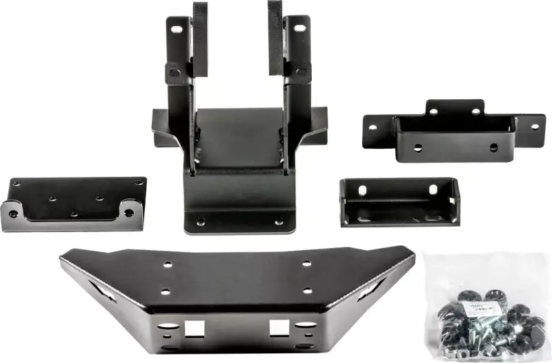 Black metal mounting brackets and hardware kit for WARN Industries UTV winch mount