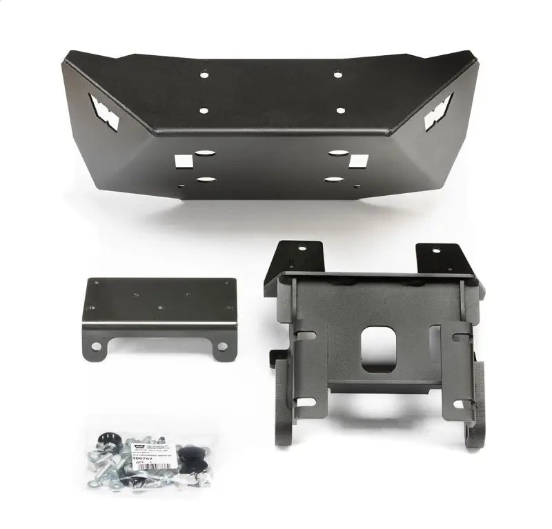 Black metal winch mount kit for WARN Industries UTV front bumper 106750