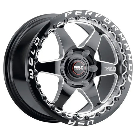 Black and silver performance wheel.