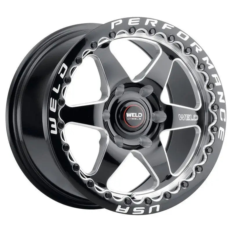 Weld S909 17x10 Ventura 6 Beadlock 6x135 ET42 BS7.25 Gloss BLK MIL DIA 87.1 - Wheels