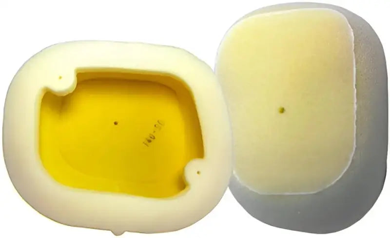 Two foam air filters for extreme condition air, one with yellow interior, X150-06 No Toil