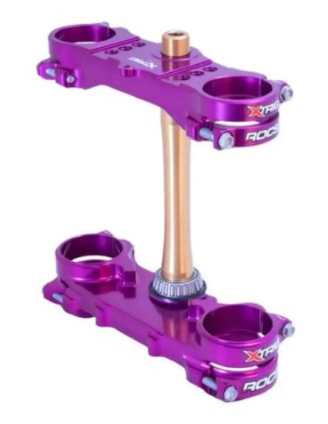 XTrig 2024 Yamaha YZ250F/ 23+ YZ450F ROCS Tech Triple Clamp 22 mm. Offset M12 - Purple - XTrig
