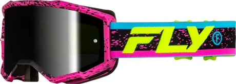 Yth Zone Goggle Pnk/Blk/Hi Vis W/ Black Mirror/Smoke Lens - FLY RACING