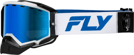 Zone Elite Snw Goggle Wht/Blue W/Drk Blu Mir/Plrzd Smoke Lens - FLY RACING