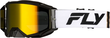 Zone Pro Goggle White/Blk/Gold W/ Gold Mirror/Smoke Lens - FLY RACING