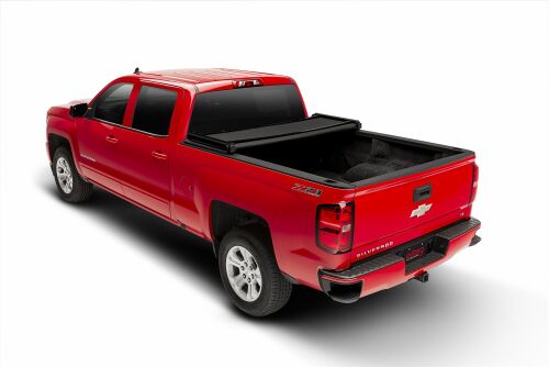 Tonneau Cover Soft Folding; 2 Folds/ 3 Panels; Not Hinged In Front; Lockable via Tailgate Lock; Black; Vinyl
