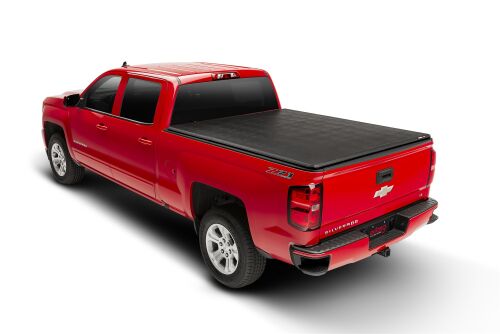 Tonneau Cover Soft Folding; 2 Folds/ 3 Panels; Not Hinged In Front; Lockable via Tailgate Lock; Black; Vinyl