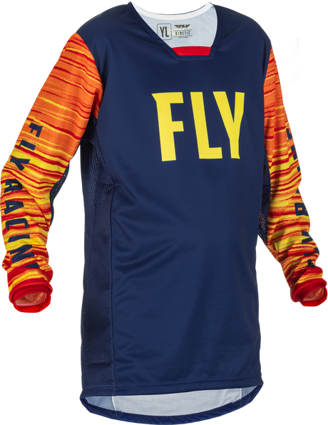 Fly Racing Fly Racing 375-526YM Youth Kinetic Wave Jersey Navy/Yellow/Red Ym