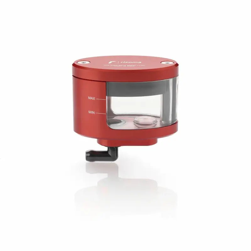 Red and clear glass water filter with black handle for outdoor use in Brakes collection