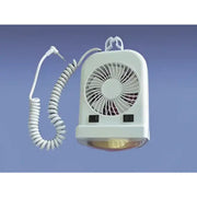 a white fan sitting on top of a table