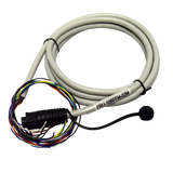Coiled gray Furuno NMEA 0183 cable assembly GP33 with multi-colored wires and black connector
