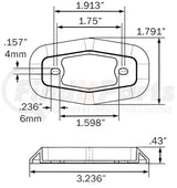 Technical drawing of 00212327P Optronics light fixture with chrome bezel and poly build