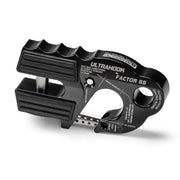 Factor 55 Ultra Hook Black, heavy-duty vehicular recovery hook with precision engineering and closed system shackle mount.