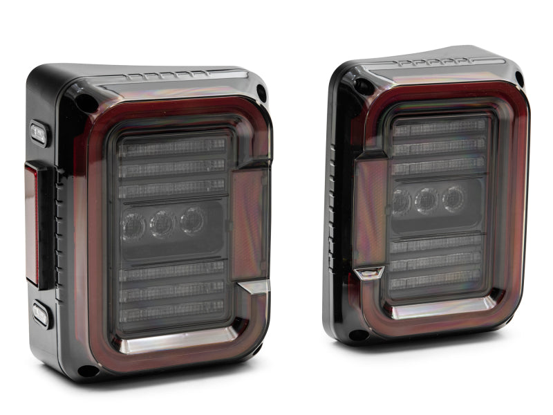 Raxiom J138358 Raxiom 07-18 Jeep Wrangler JK Axial Series LED Halo Tail Lights- Black Housing (Dark Smoked Lens)