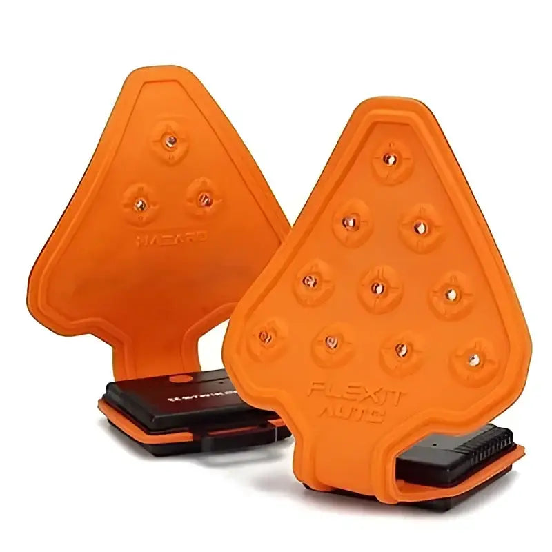 Orange triangular hazard lights from 00344 Stkr Concept Flexit Auto Roadside Safety Light for auto roadside safety